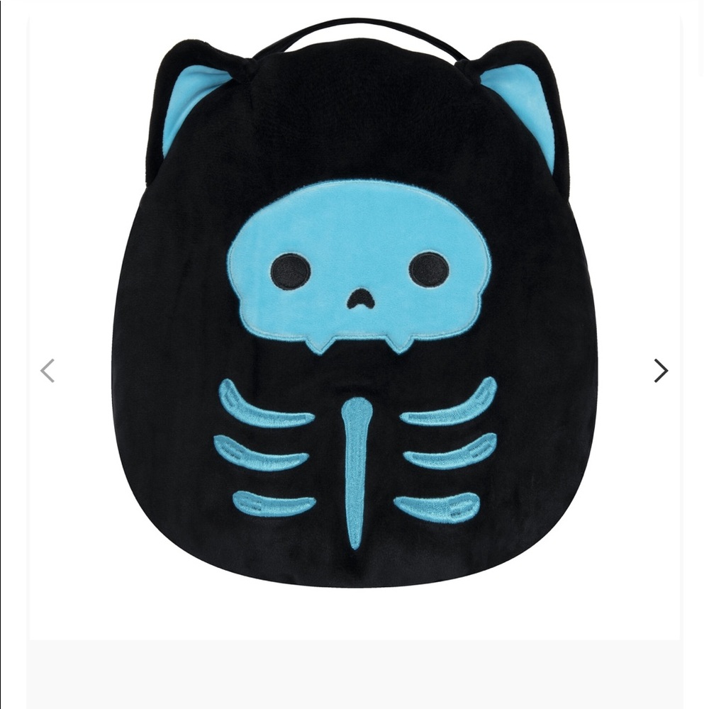 Squishmallow 12” Stump blue skeleton cat  plush pail for Halloween